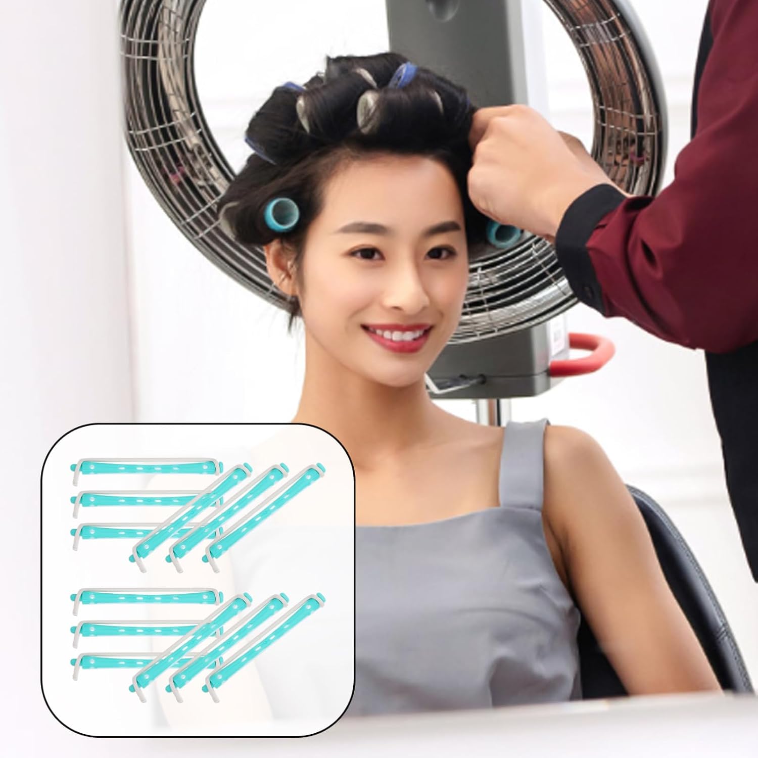 60pcs Hair Perm Kit Curling Perm Rods Heated Rollers for Bangs Styling
