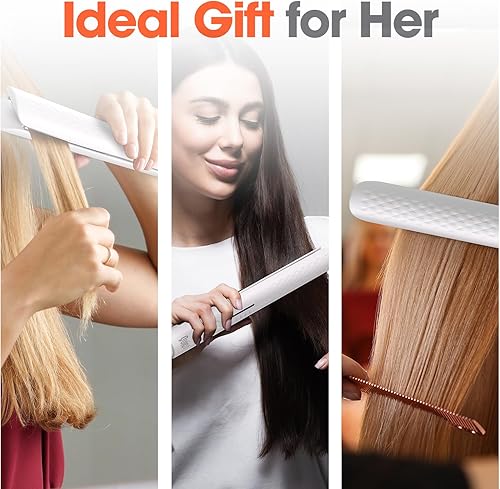 Miniatura 9 de Quico Plancha de pelo profesional de iones negativos, calentamiento rápido en 15 segundos, memoria de temperatura, 320 -450 , 110-240 V, apagado