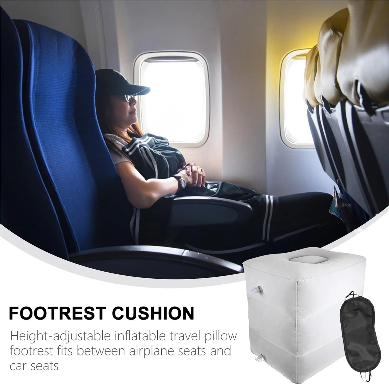 Flugzeug Fußstütze Flugzeug-Fußstütze, aufblasbare Matte, Fußstützenkissen, Reisekissen, Flugzeugbein, PVC, zusammenklappbar, Büro