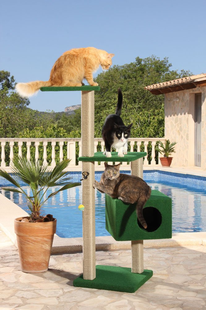 CLEVERCAT Outdoor Kratzbaum Summertime. Ideal für Terasse und Balkon. Spritzwassergeschützt. Vile Platz für Ihren Liebling 842