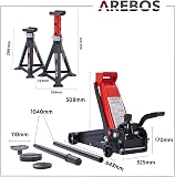 Arebos Cric hydraulique de manœuvre 3T avec pédale et 2 chandelles | Cric Voiture Robuste 3 tonnes | pour Atelier, Garage et Entretien Auto - 7