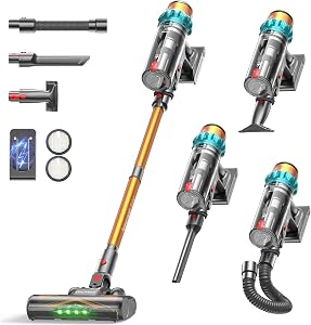 ElecKeys Cordless Vacuum Cleaners, 650W 55KPA Vacuum Cleaners with 70 Mins Runtime, LED Display, Anti-Tangle, Powerful Cordless Stick Vacuum for Home, Pet Hair, Hard Floors, Carpet