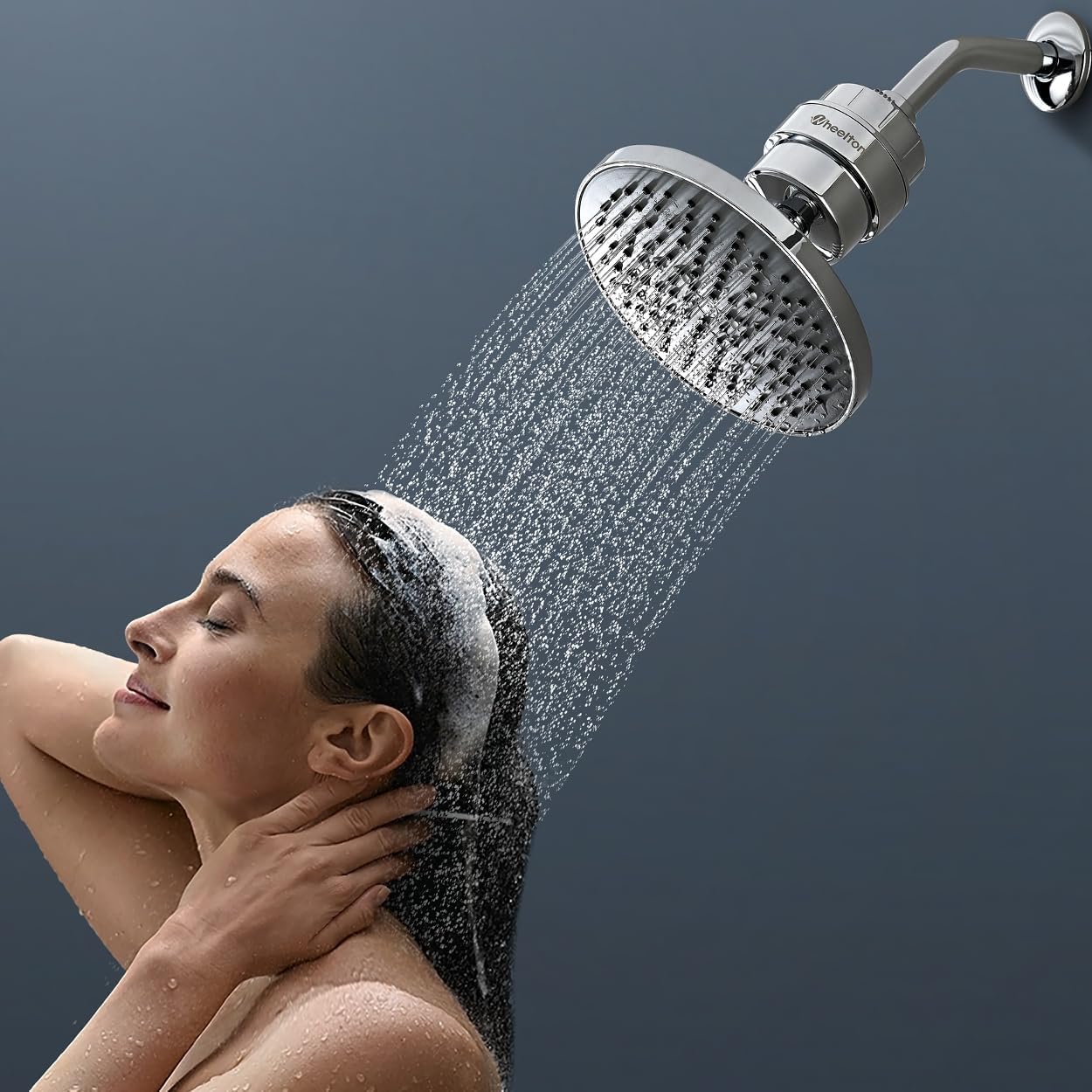 Wheelton Filtro de ducha – Filtro de cabezal de ducha de carbono comprimido mejorado para agua dura, elimina el cloruro para revitalizar la piel seca con picazón y vitamina C. Filtro de agua de ducha