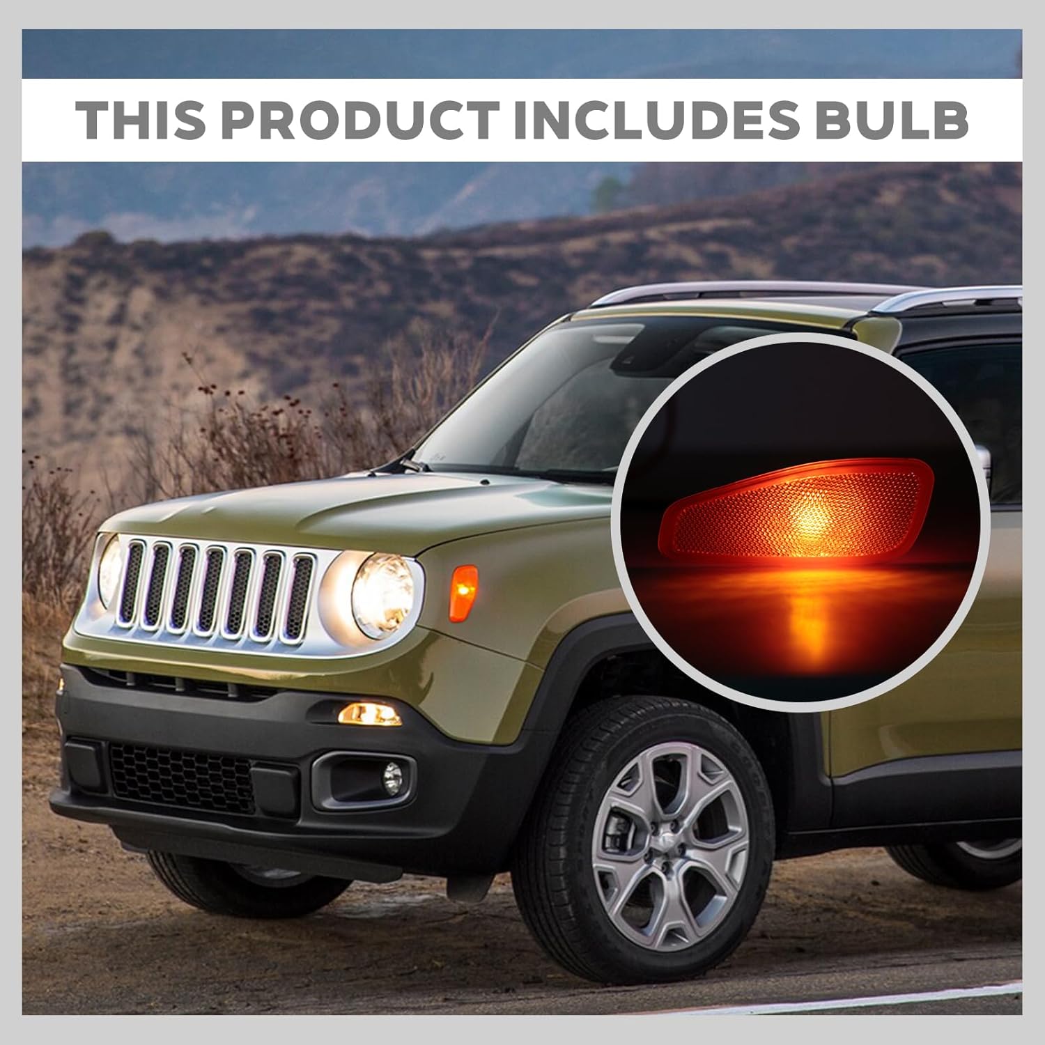 Side Marker Corner Light For Jeep Renegade 2015-2021 With Bulb Turn Signal Indicator Lamp Left
