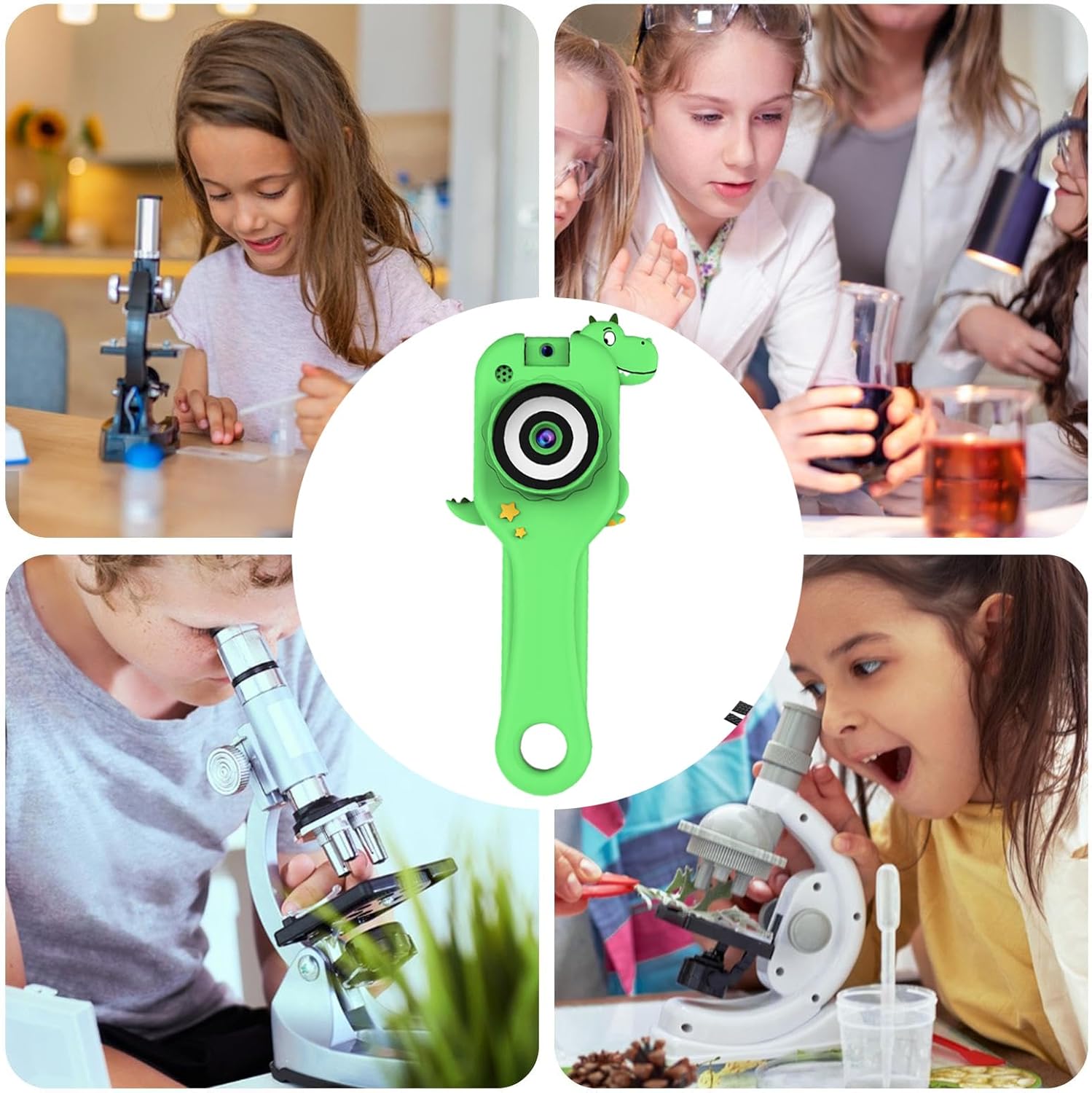 Kids用顕微鏡,500倍ズーム 恐虫観察 電子顕微鏡 写真撮影 動画録画機能付き - 野外探索 自由研究 理科教育 科学玩具 小学