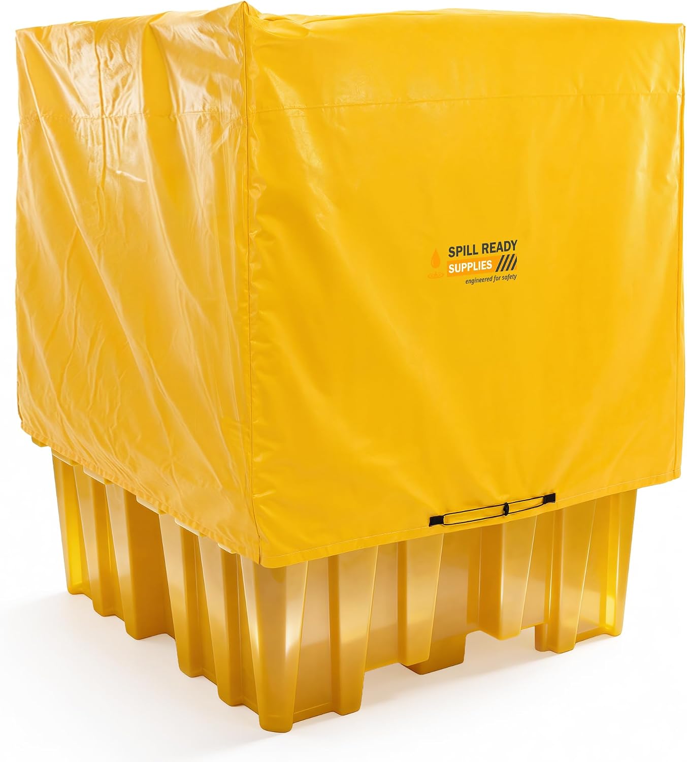 IBC Containment Unit Tarp Cover, 12 mil Polyethylene, 76" L × 80" W × 73.75" H, Protective Cover for Secondary Containment, Yellow Spill Containment Cover, Durable, UV Resistant