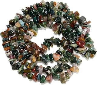 5-8mm Natural Indian Agate Gemstone Chips Healing Gravel Bracelets Necklace Kit Irregular Tumble Stone Beads DIY Crafts Design Jewelry Making 32"