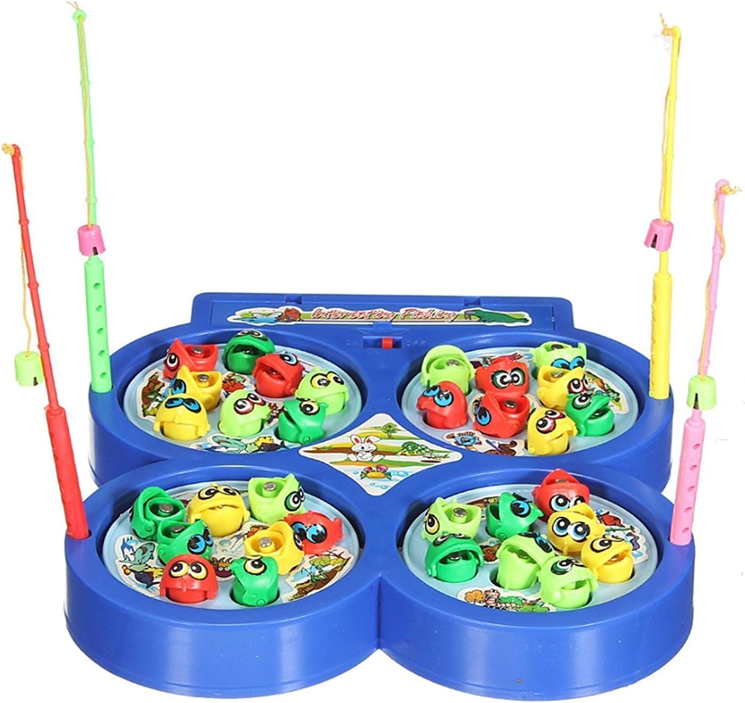 iChoice™ Fishing Game for Kids with Sound, Include 32 Pieces Fishes and 4 Fishing Rod, Fish Catching Game Multicolor