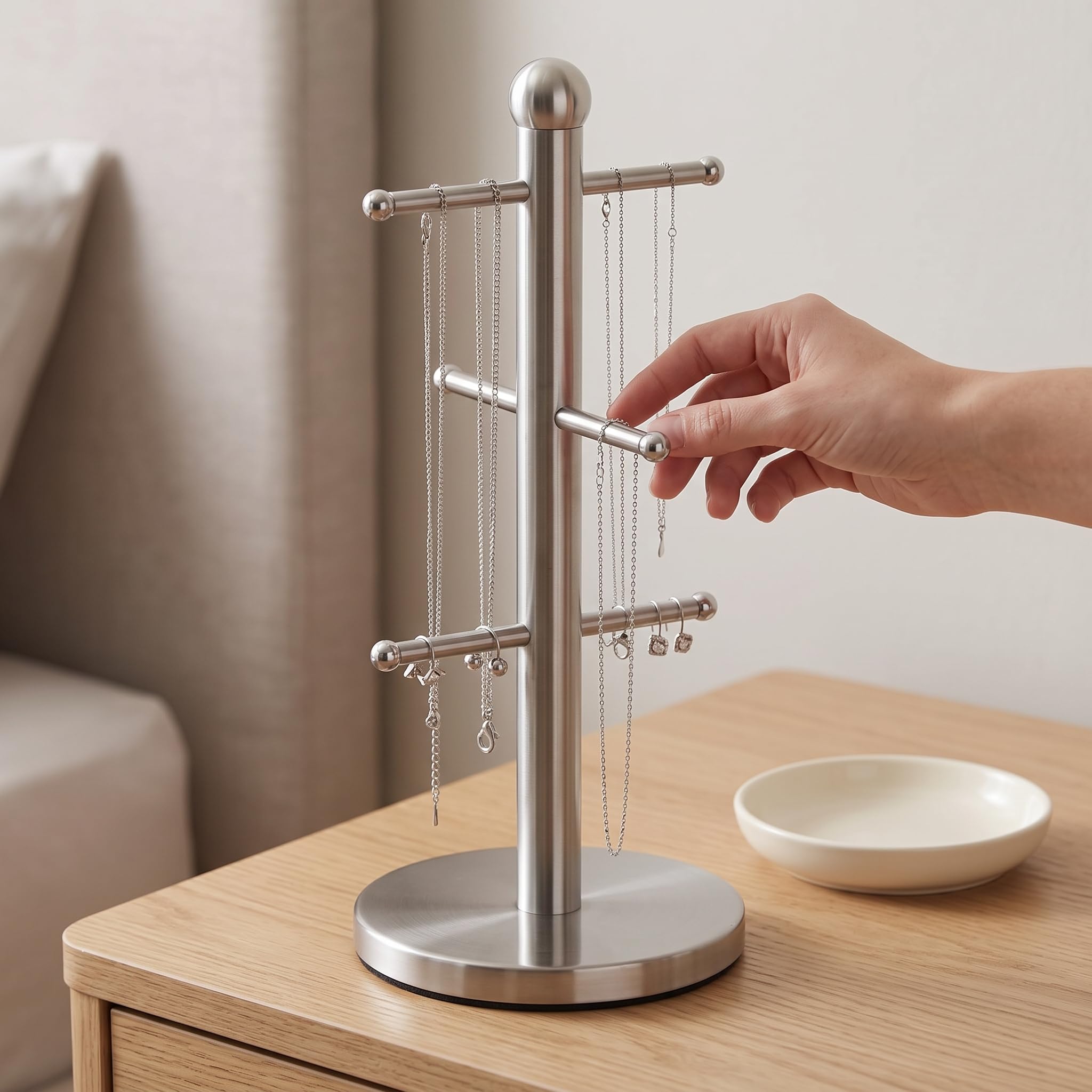 Organizer Gioielli e Porta Collane Verticale in Metallo, Espositore Gioielli per Accessori Capelli