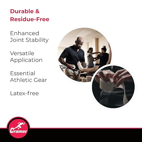 Miniatura 4 de Cramer - Cinta adhesiva premium, para atletismo, para vendar tobillo, muñeca, y lesiones. Ayuda a proteger y prevenir lesiones. Favorece la