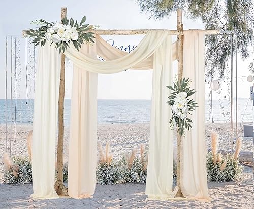 Miniatura 2 de DearHouse 2 paneles de tela para cubrir el arco de la boda, 29.5 pulgadas x 18 pies, cortinas de tela perla para boda, cortina de telón de fondo