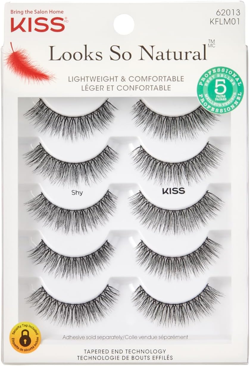 Looks So Natural, False Eyelashes, 'Shy', 12mm, Includes 5 Pairs Of Lashes, Easy to Apply, Reusable Lash Clusters