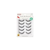 Vista 1 de KISS Looks So Natural, False Eyelashes, 'Shy', 12mm, Includes 5 Pairs Of Lashes, Easy to Apply, Reusable Lash Clusters Negro