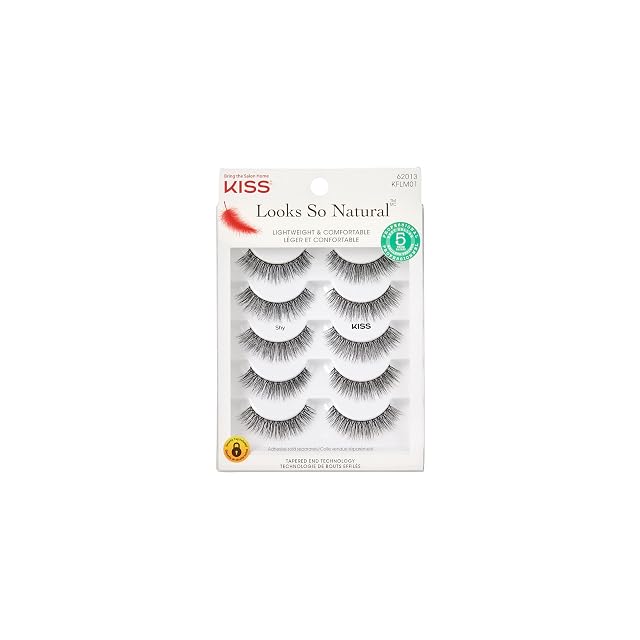 KISS Looks So Natural False Eyelashes Shy 12mm Includes 5 Pairs Of Lashes Easy to Apply Reusable Lash