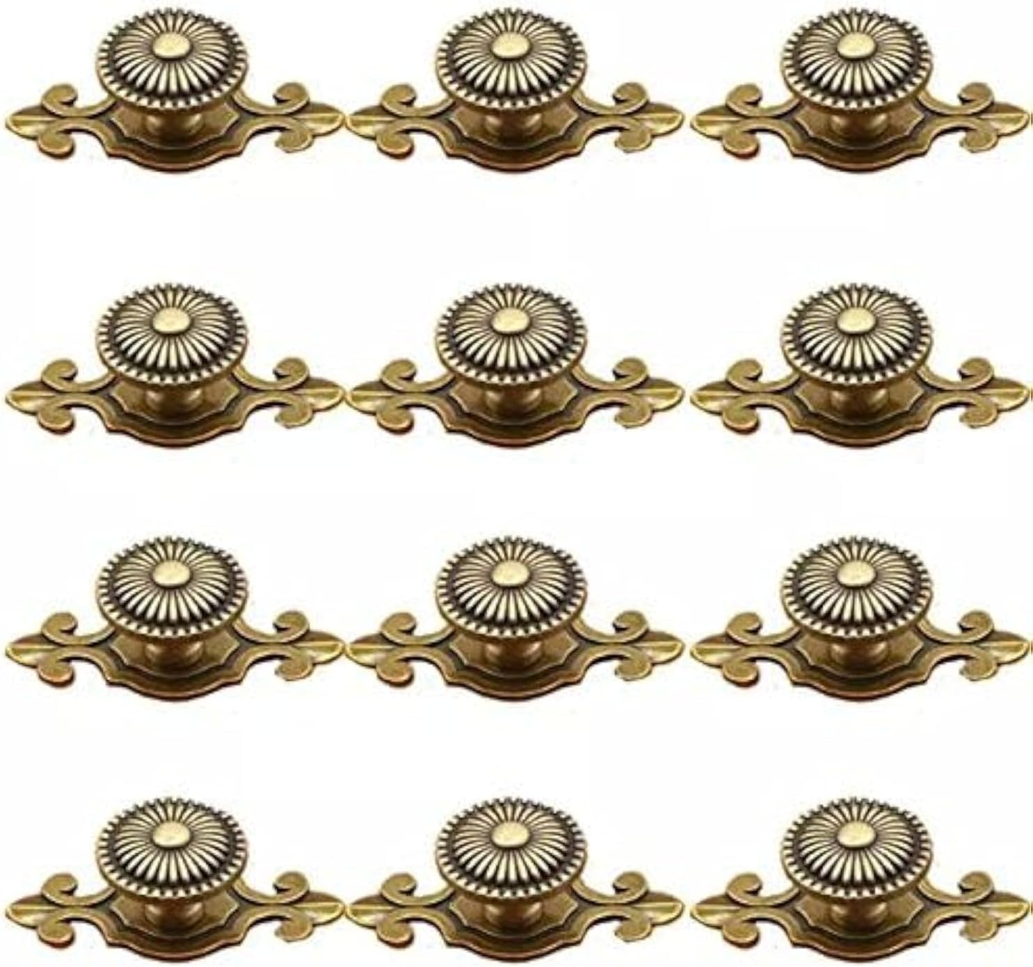 Golden Brass Antique Vintage Retro Drawer Cabinet Metal Knobs with Backplates 12 PCS,Mushroom Shape Pulls Handle Dresser Knob
