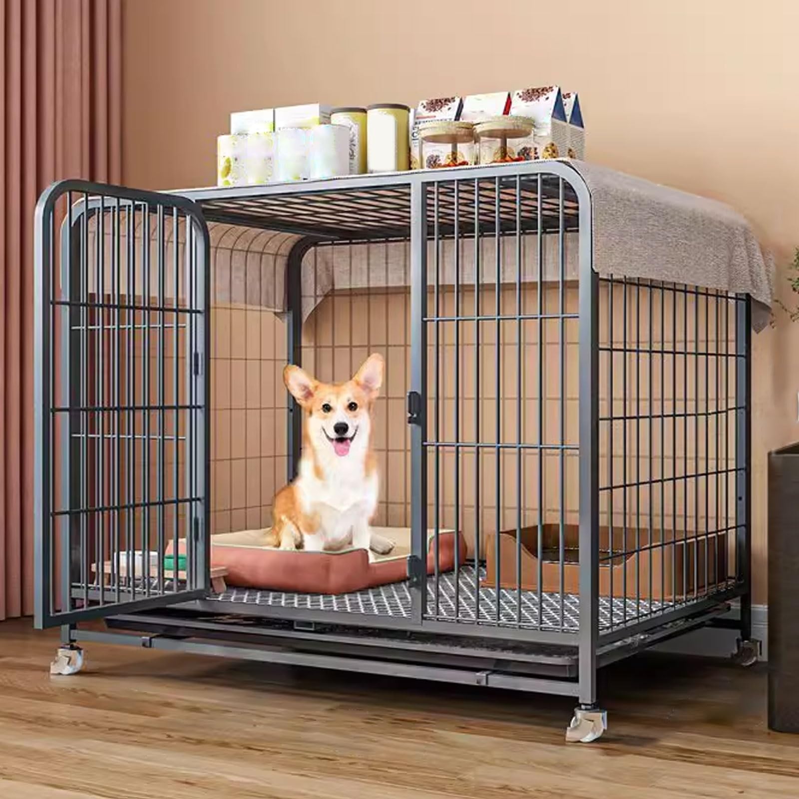 Cage en métal pour chien avec fermeture automatique pour sécuriser votre petit animal