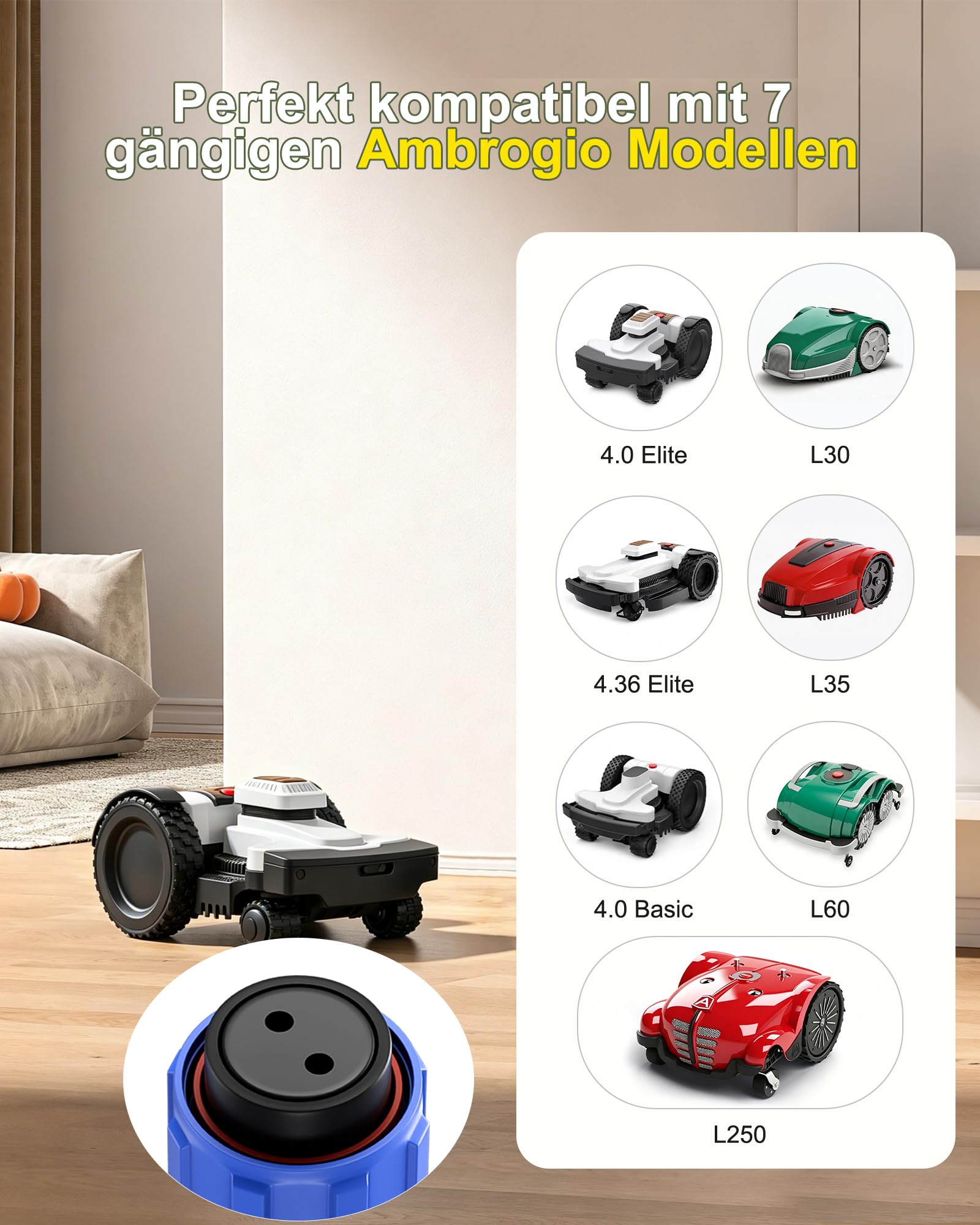 Fuente de alimentación cargador compatible con robot cortacésped Ambrogio 4.0 Elite, 4.36 Elite, L60, L30, 4.0 Basic, L35, L250, cargador de repuesto estable con funciones de seguridad para