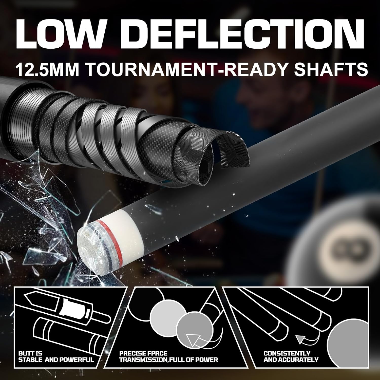 Banly Carbon Fiber Pool Cue Stick - Billiard Pool Stick for Adults, Low Deflection Pool Stick with Metal Ring Professional Cue Stick with Box Case