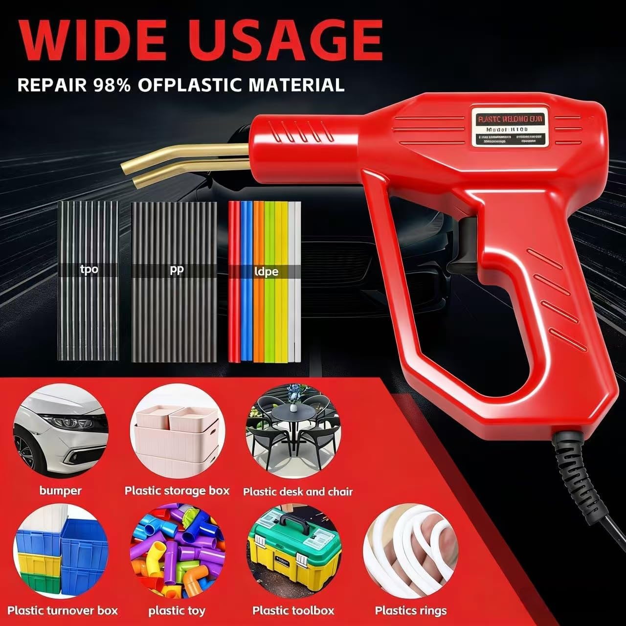 Upgraded 230W 2-in-1 Plastic Welder Kit,Hot Stapler Soldering Gun with 1200PCS Staples & 120PCS Welding Rods,Built-in Temperature Control Protector,With Better Hand Feel,Suitable for Most Plastics