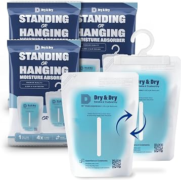 Dry & Dry 3 Packs Hybrid Moisture Absorbers & Musty Odor Eliminator Dehumidifier to Control Excess Moisture for Basements, Closets, Bathrooms, Laundry Rooms. Moisture Absorbers
