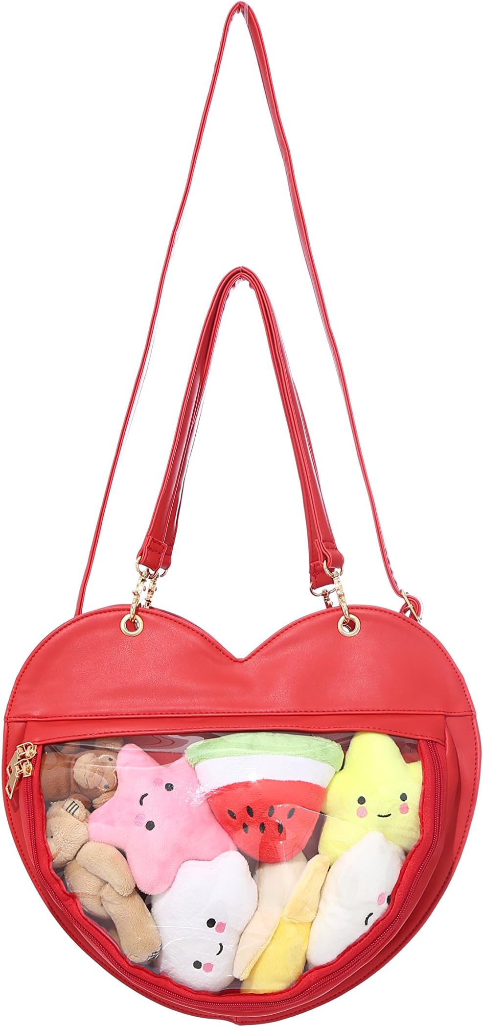 Fascinating Clear Candy Leather Handbag Kawaii Purse Transparent Backpacks Love Heart Shape Crossbody Bags Lolita Ita Bag