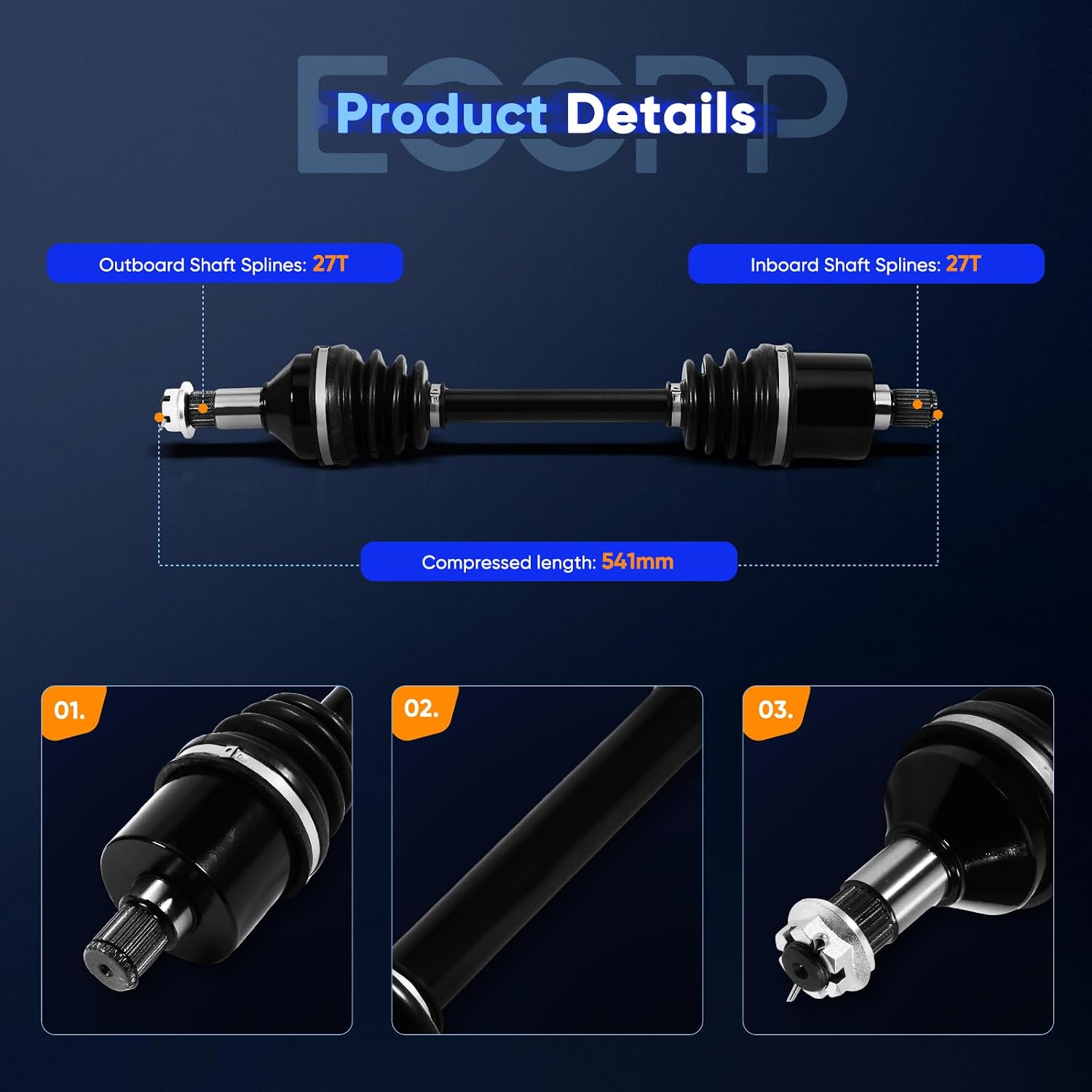 ECCPP CV Axle Drive Shaft Assembly fit 2014-2018 for Arctic Wildcat Trail 700 Rear Left Right 2502-349 1502-955