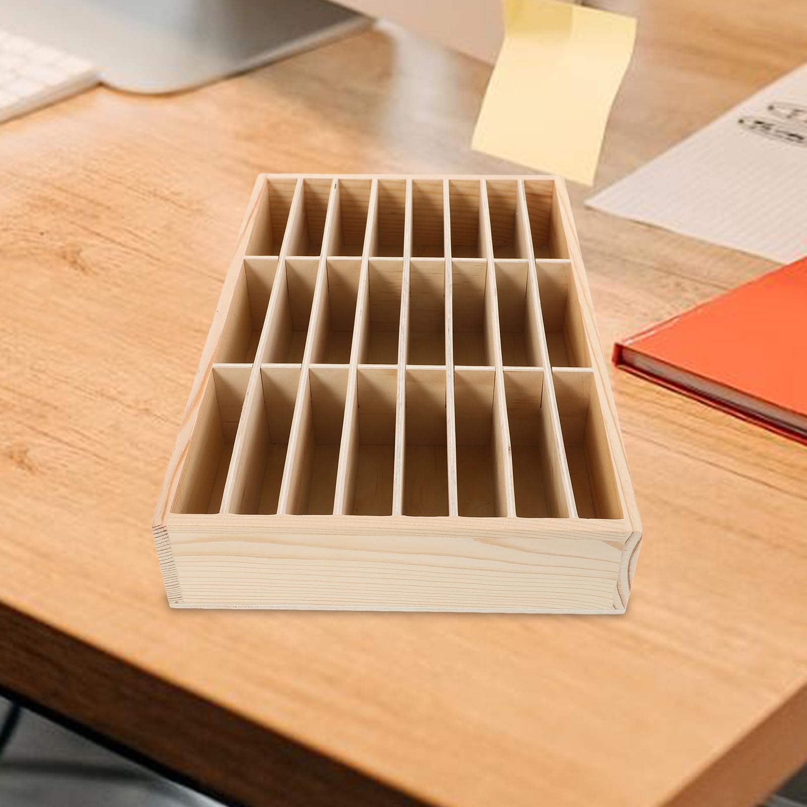 Scatola Porta Cellulari in Legno con Scomparti Multipli per Organizzare Biglietti da Visita e Penne, per Scrivania e Uso Scolastico