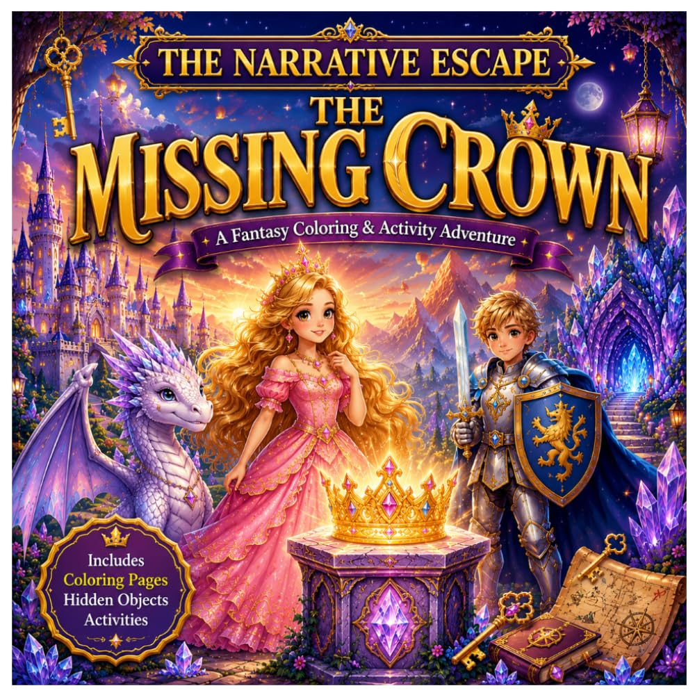 The Narrative Escape: The Missing Crown : A Story-Based Mystery Coloring Adventure Follow the Clues • Find Hidden Objects • Solve the Mystery