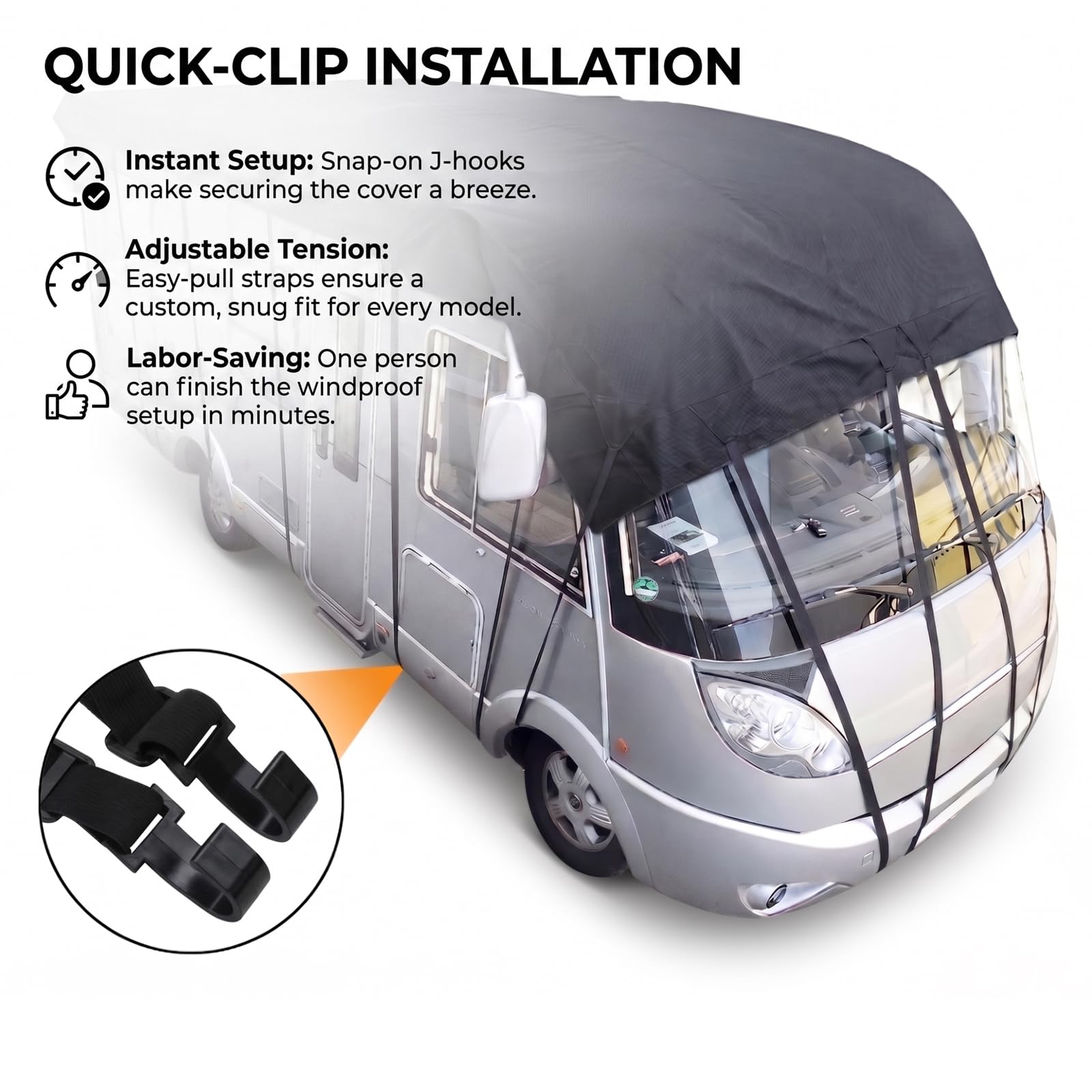 Housse de Toit pour Camping-Car et Caravane 420D Oxford, Bâche Imperméable et Respirante, Protection Anti-UV et Anti-poussière, Matériau Haute Densité,Gris,21.3'Lx9.8'W(6.5x3m)