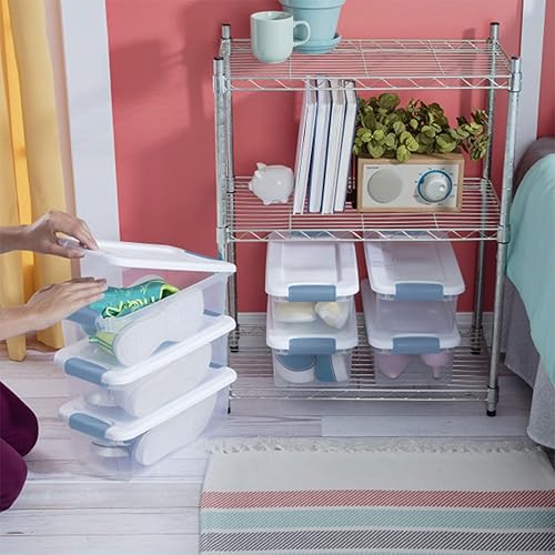 Vista 79 de Sterilite - Caja de almacenamiento de 6 cuartos de galón con tapa y pestillo, contenedor apilable de plástico para organizar zapatos en estantes