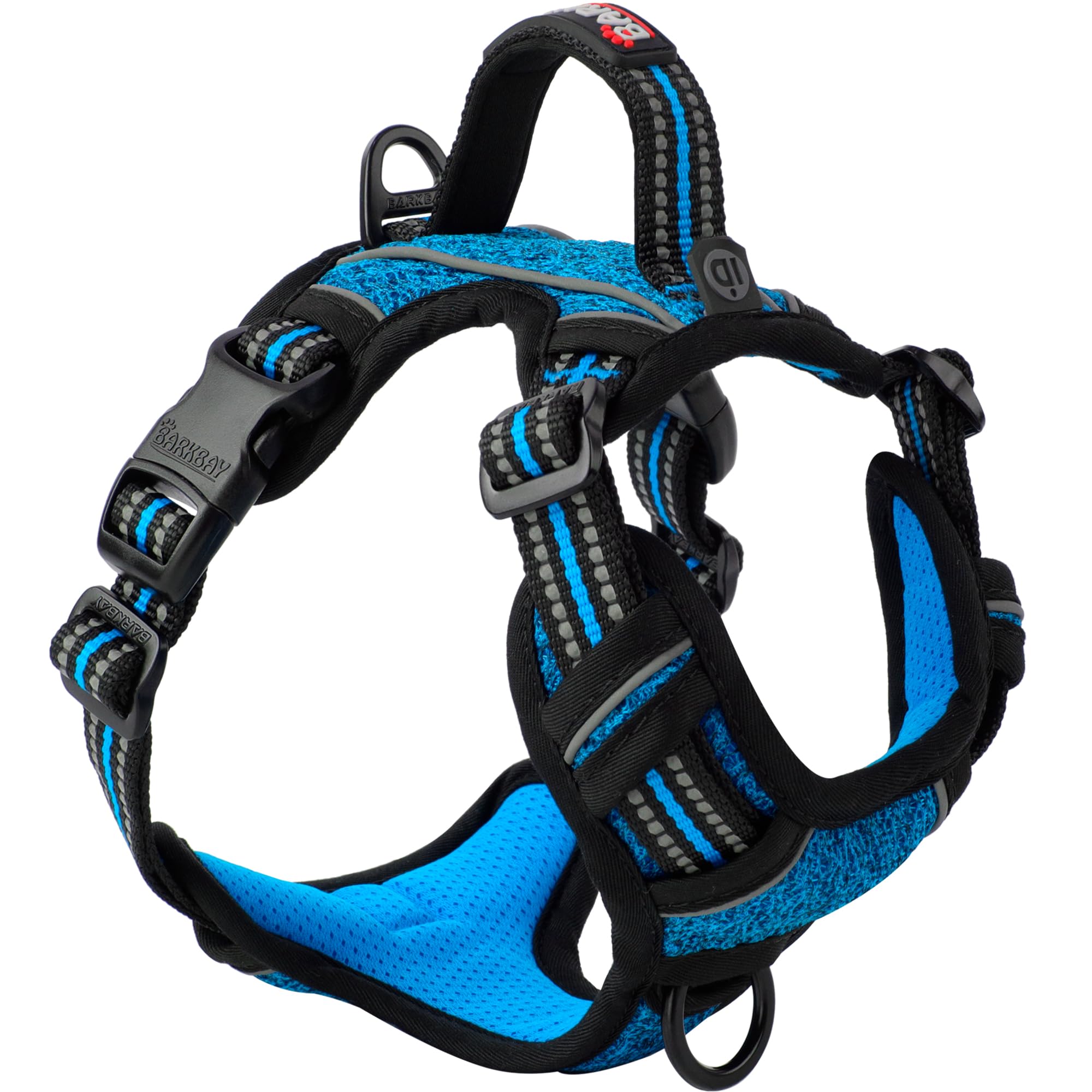 BARKBAY Dog Harness No Pull with ID Tag Pocket - Heavy Duty, Reflective, Easy Control for Small Dogs(Blue/Black,S)