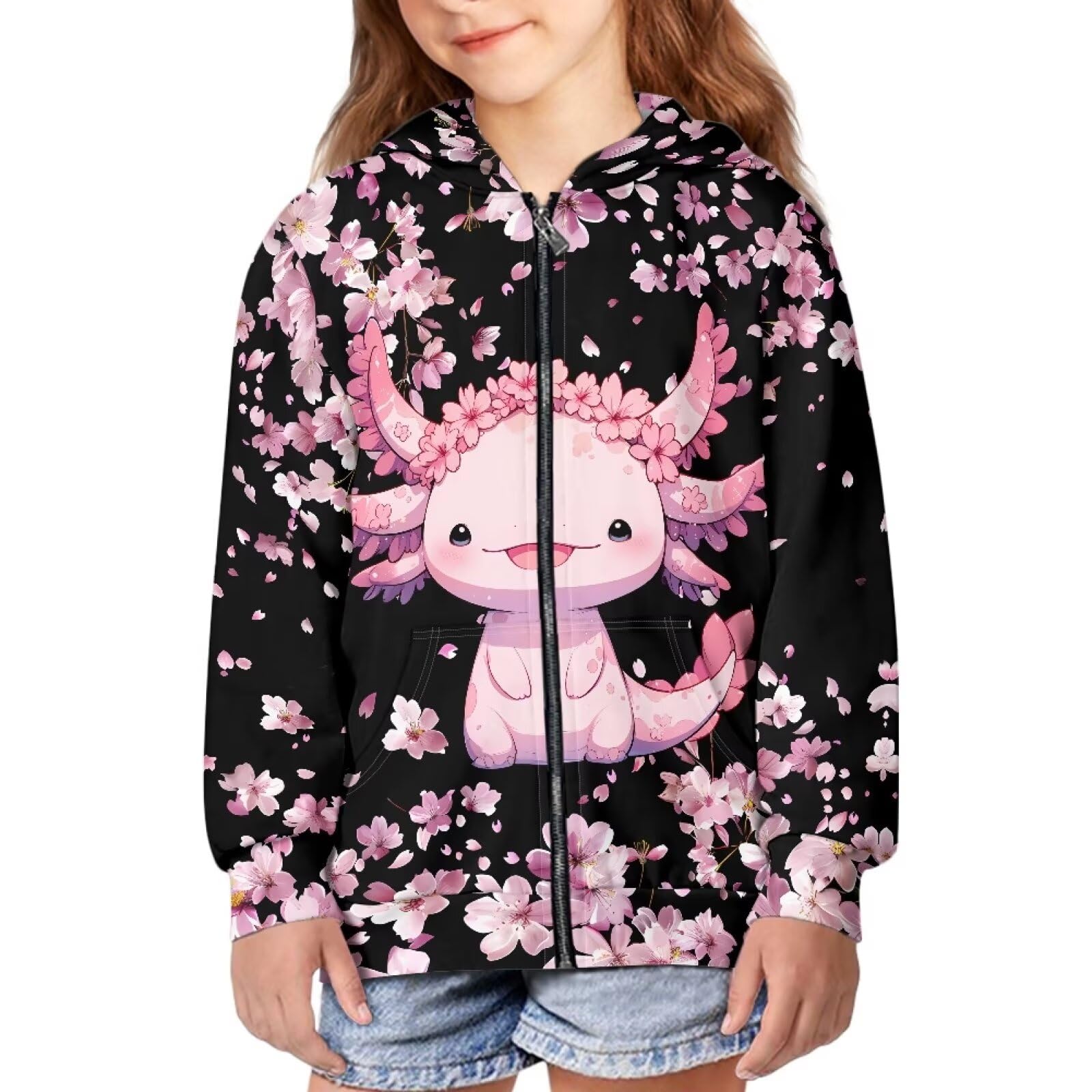 Unisex Zipper Sweatshirt Boys Girls Hooded with 2 Pocket Pullover Hoodies for 6-16Y Kids