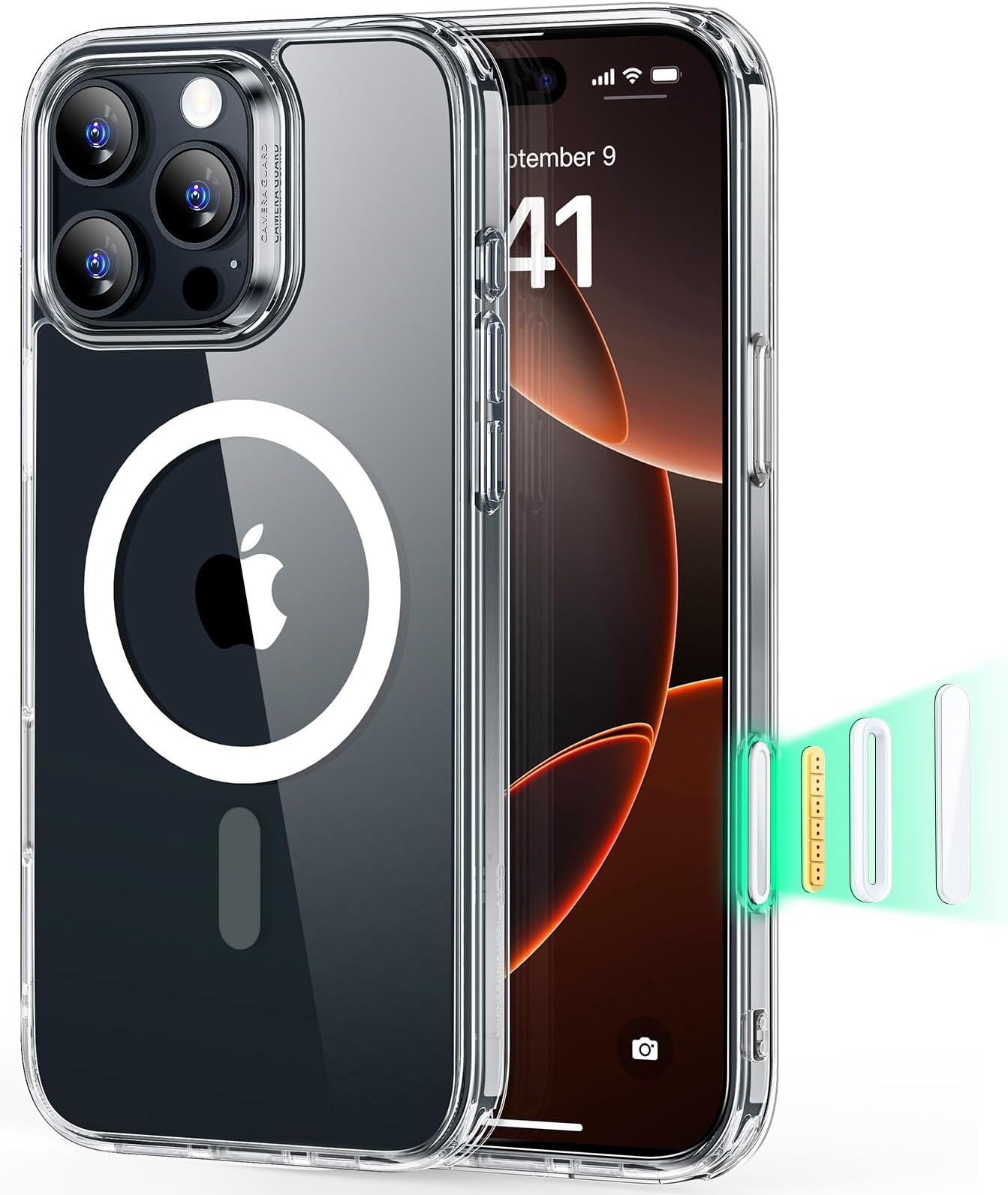 for iPhone 16 Pro Max Case Cover, Camera Control Capture Button, Compatible with MagSafe, Shockproof Military-Grade Protection, Phone Case for iPhone 16 Pro Max, Classic Case (HaloLock), Clear