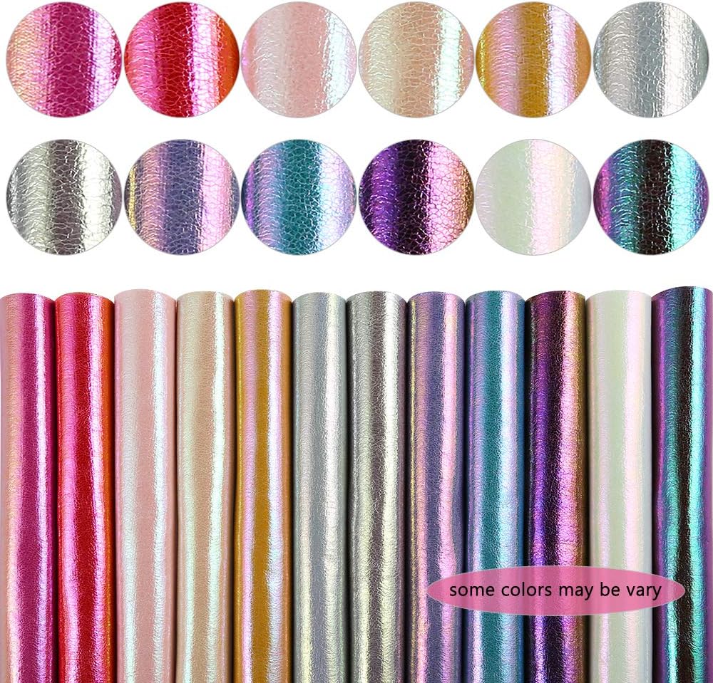 Caydo 36 Pieces Glitter Faux Sheets Bow Making Kit with Hair Clips for Bows Hair Clips Craft Making, Handbags, and Other Crafts