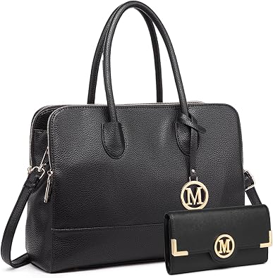 Miss Lulu Large Tote Bag for Women - Waterproof PU Leather Laptop Tote Bag with Compartments - 14 Inch Work Bags for Women & School Handbags