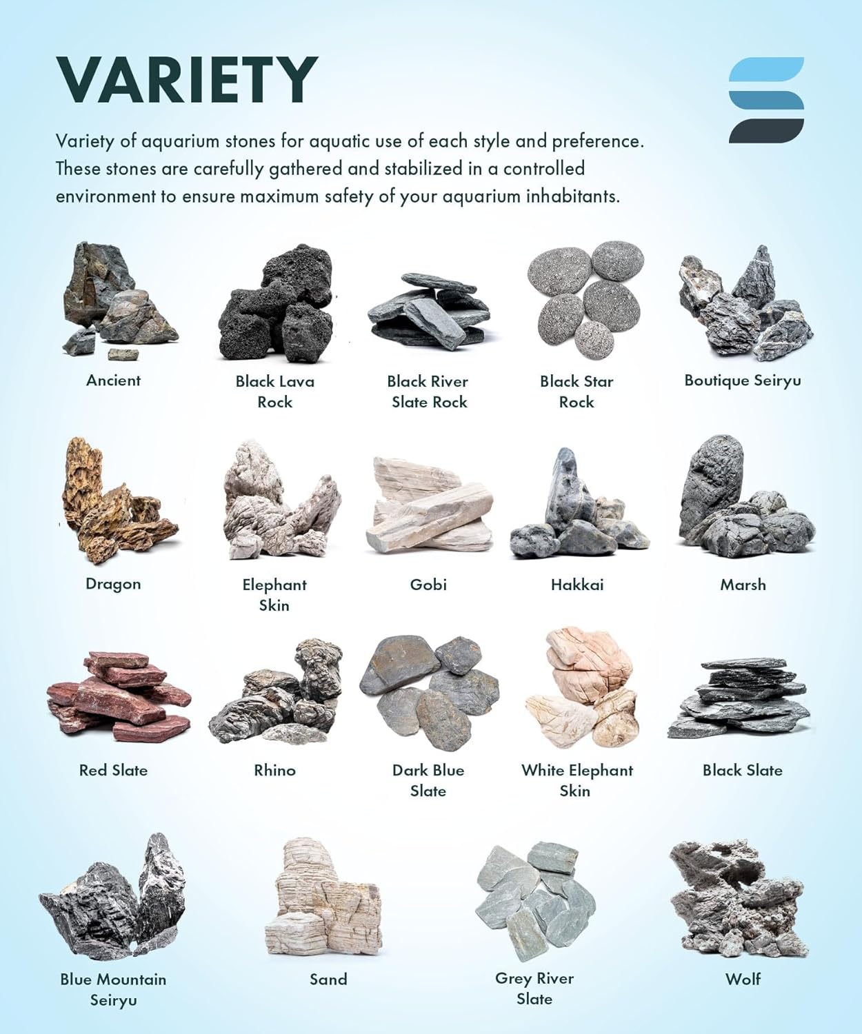 SubstrateSource Natural Aquarium Stones - Bug-Eaten, Pahai, Dark Bluish Green Decorative Aquascaping Rocks for Betta Fish Tank, Cichlids, Shrimp, Hermit Crab & Reptile Enclosure - Hakkai, 30 LB