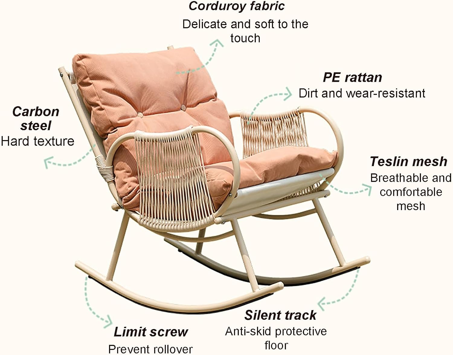 Rocking Chair with Armrests Modern Lounge Chair for Balcony Modern Comfortable Upholstered Rocking Accent Chairs Comfy Side Chair for Living Room Bedroom Balcony Offices (Color : Stylish1)