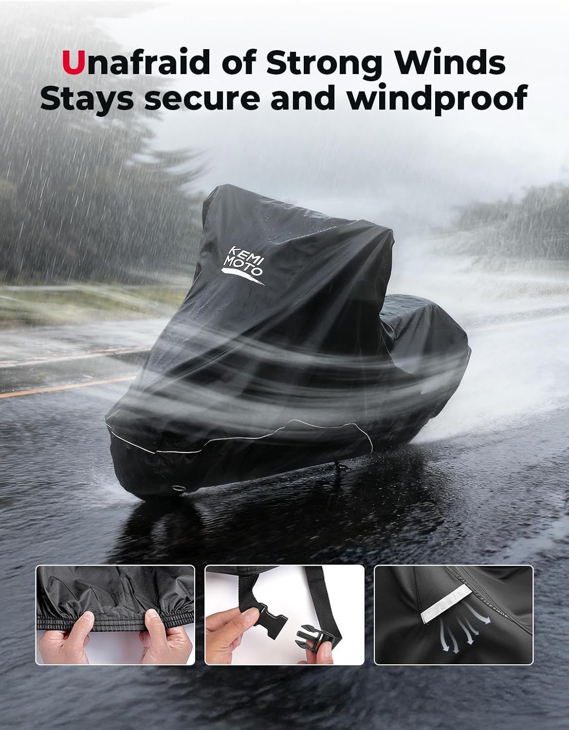 KEMIMOTO Heavy Duty 420D Motorcycle Cover Storage Bag Fit Waterproof Fit for Rebel300 500 1100 Sportster Iron 883 Shadow Vulcan S Boulevard S40 Outdoor All Weather Rain Snow Dust UV Cover & Lock Hole
