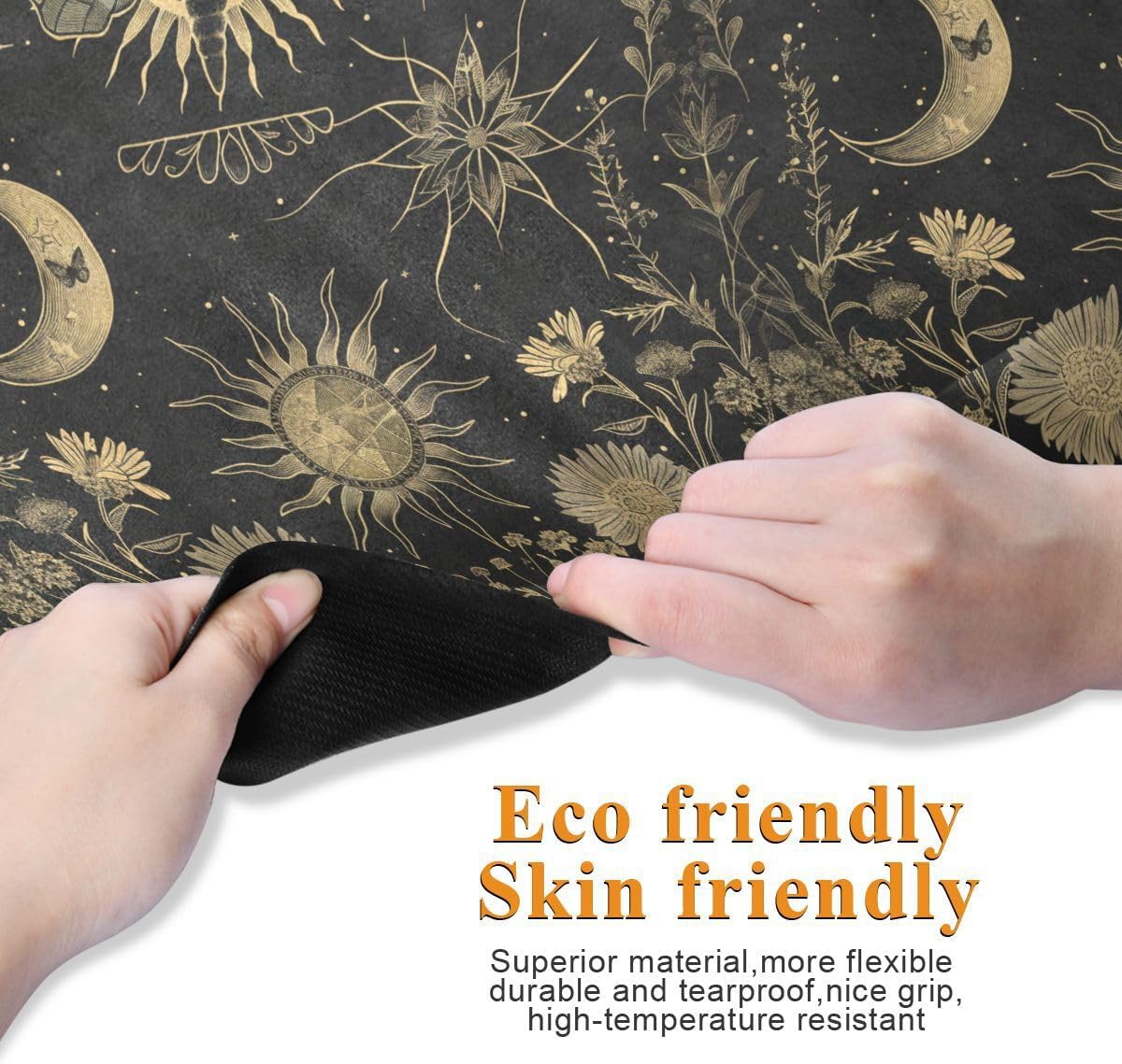 ALAZA Esoteric Alchemy Mystical Crescent Sun Stars Floral Elements Yoga Mat Non Slip Fitness Exercise Mat, Workout Mat for Yoga, Pilates and Floor Exercises