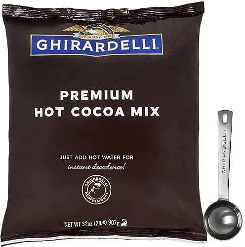 Chocolate Ghirardelli Paquete de 2 libras de chocolate caliente premium, con cuchara medidora de 1.5.