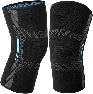 AOOWU 2er-Pack Kniebandage Männer Damen, Kniebandagen Rutschfeste Atmungsaktive, Kniestütze für Joggen, Kraftsport, Bandage Knie zur Linderung von Knieschmerzen, Arthrose, Meniskus(Schwarzblau, S)