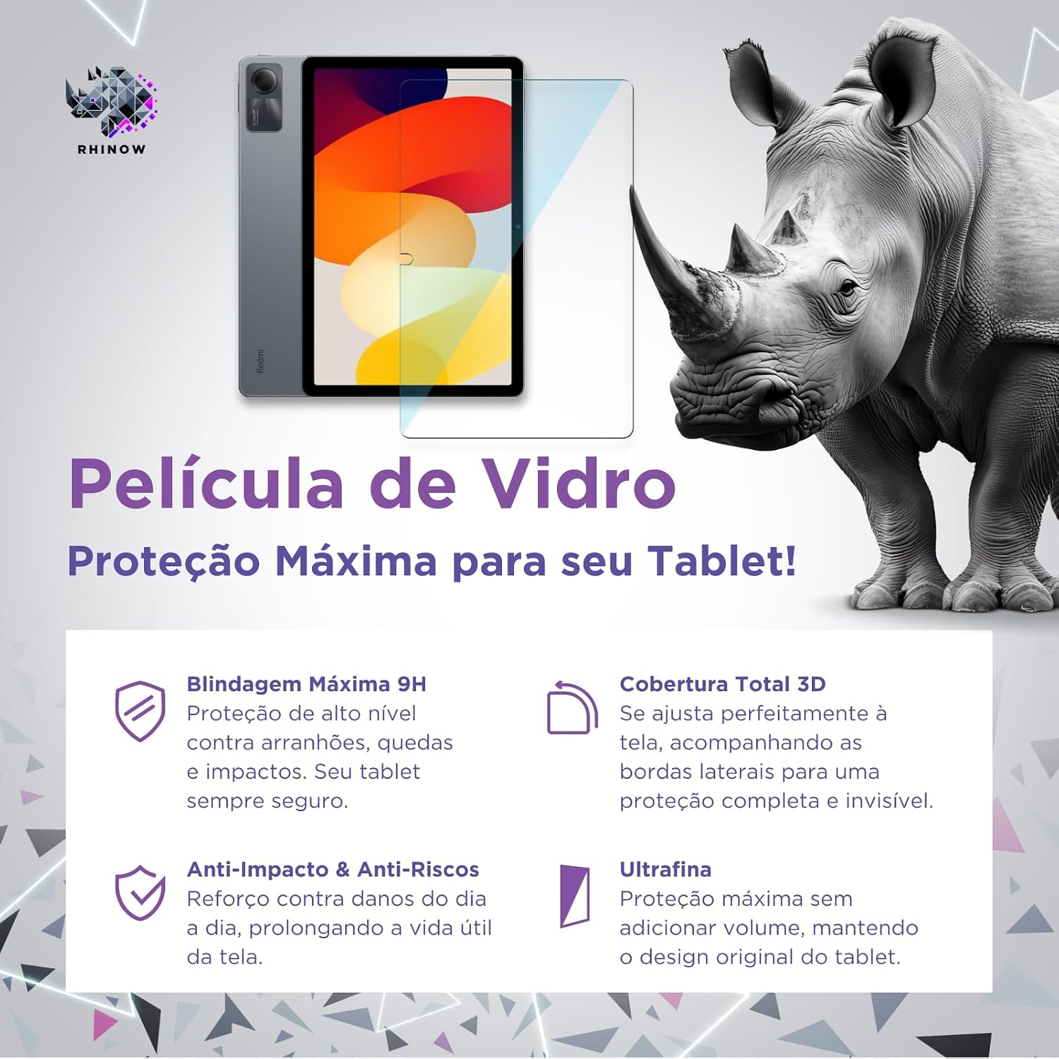 Kit Capa Preta Slim para Xiaomi Redmi Pad SE 11": Película de vidro + Caneta Precision + Teclado e Mouse (Rhinow)