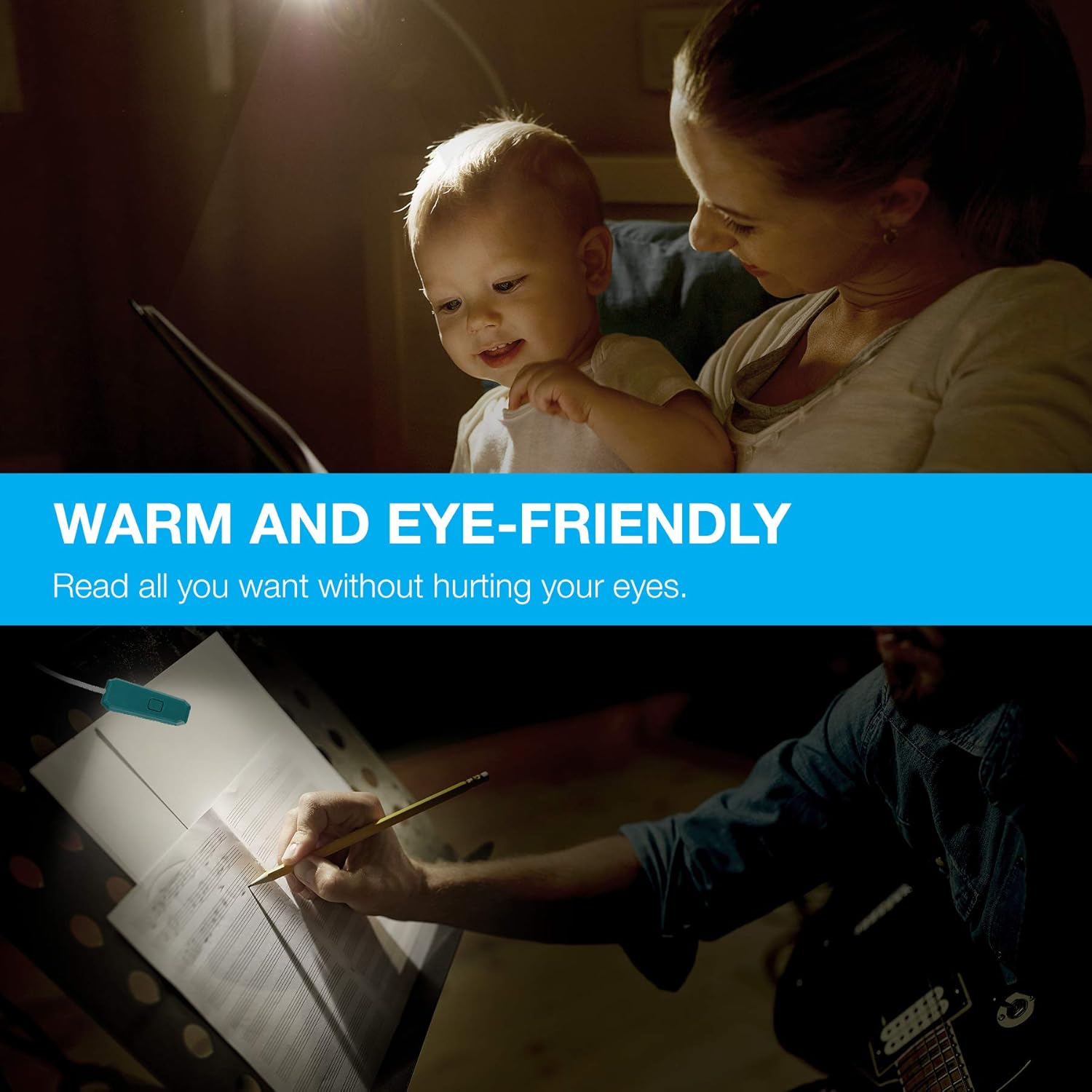 Vont Book Light, Reading Light, Rechargeable Book Light for Reading in Bed, (60 Hours) Eye Protection LEDs Reading Lamp, Clip On Light, Clamp Light, Bed Lamp, 3 Modes, Warm White Light (Turquoise) - - 
