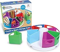 Learning Resources Create-a-Space Storage Center: Rotating Desk Organizer with 9 Removable Compartments for Kids Art Supplies & Homeschool Essentials