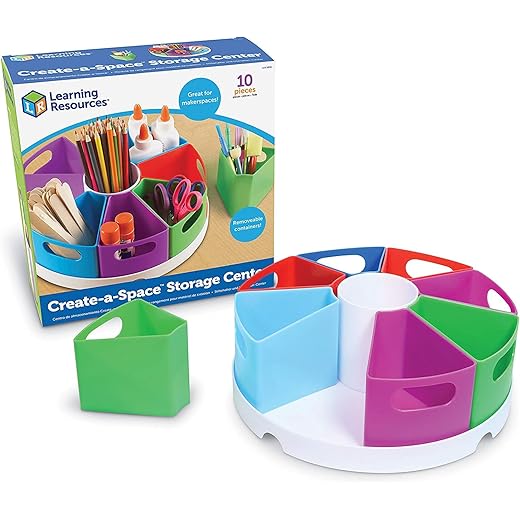 Learning Resources Create a Space Storage Center - Toy Desk Organizer, Classroom Workspace Must Haves, Homeschool Organization, Arts & Crafts , Caddy, Office & Teacher Supplies