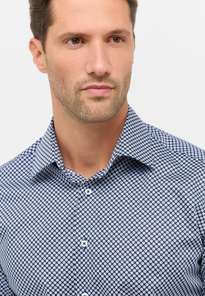 ETERNA Herren Langarm Hemd | MODERN FIT | Gemustert | Bügelfrei, Knitterfrei | Twill | 100% Baumwolle