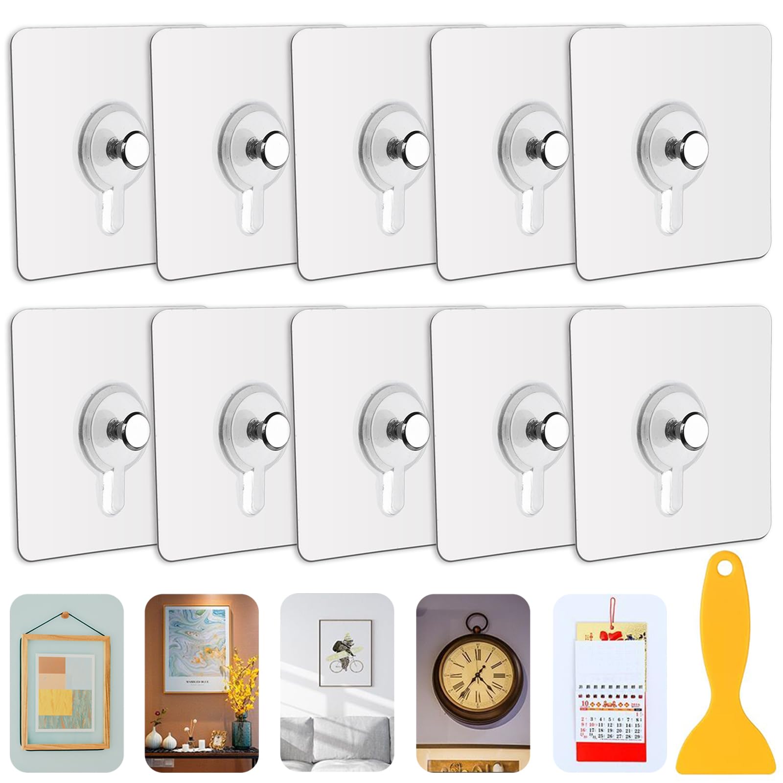 Kit 12 Ganci Adesivi Per Pareti - Appendi Quadri Senza Forare Con Adesivo Forte - Foto 12