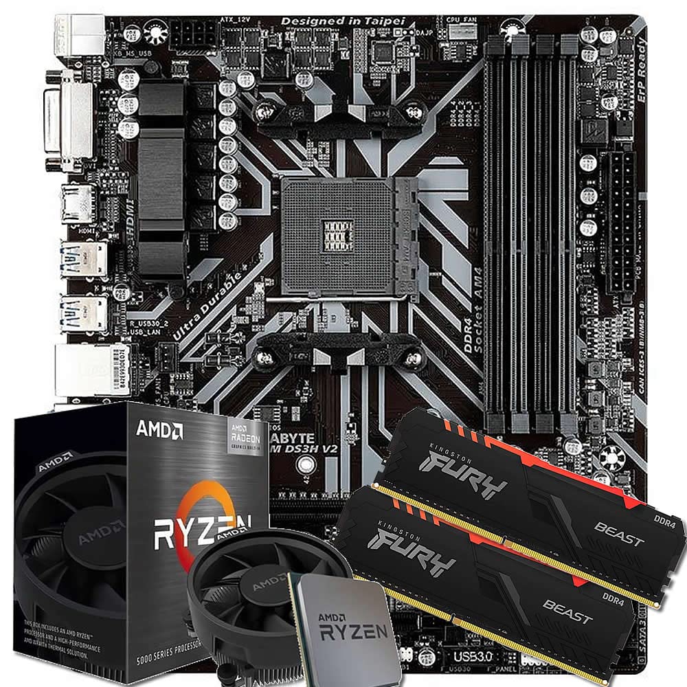 KIT UPGRADE AMD RYZEN 5 5600GT,B450M, 2X8GB DDR4 3200MHZ RGB