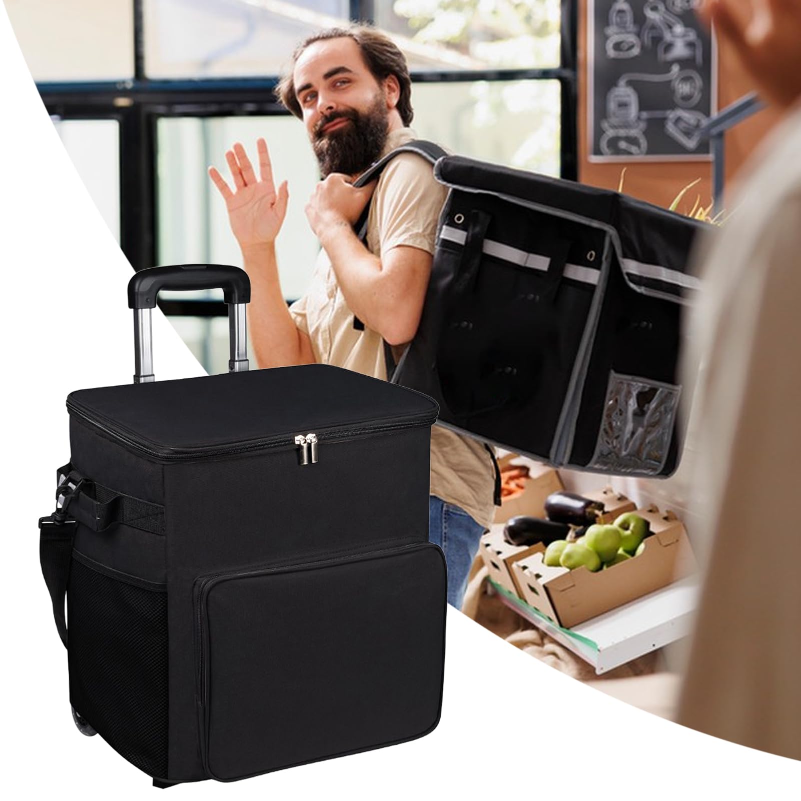 Kühlbox auf Rädern – Kühlbox leicht für Transport | Kühltasche, wasserdicht, 35 l, mit Trolley, für Reisen, Strand, Camping, Outdoor, Einkaufen, Picknick