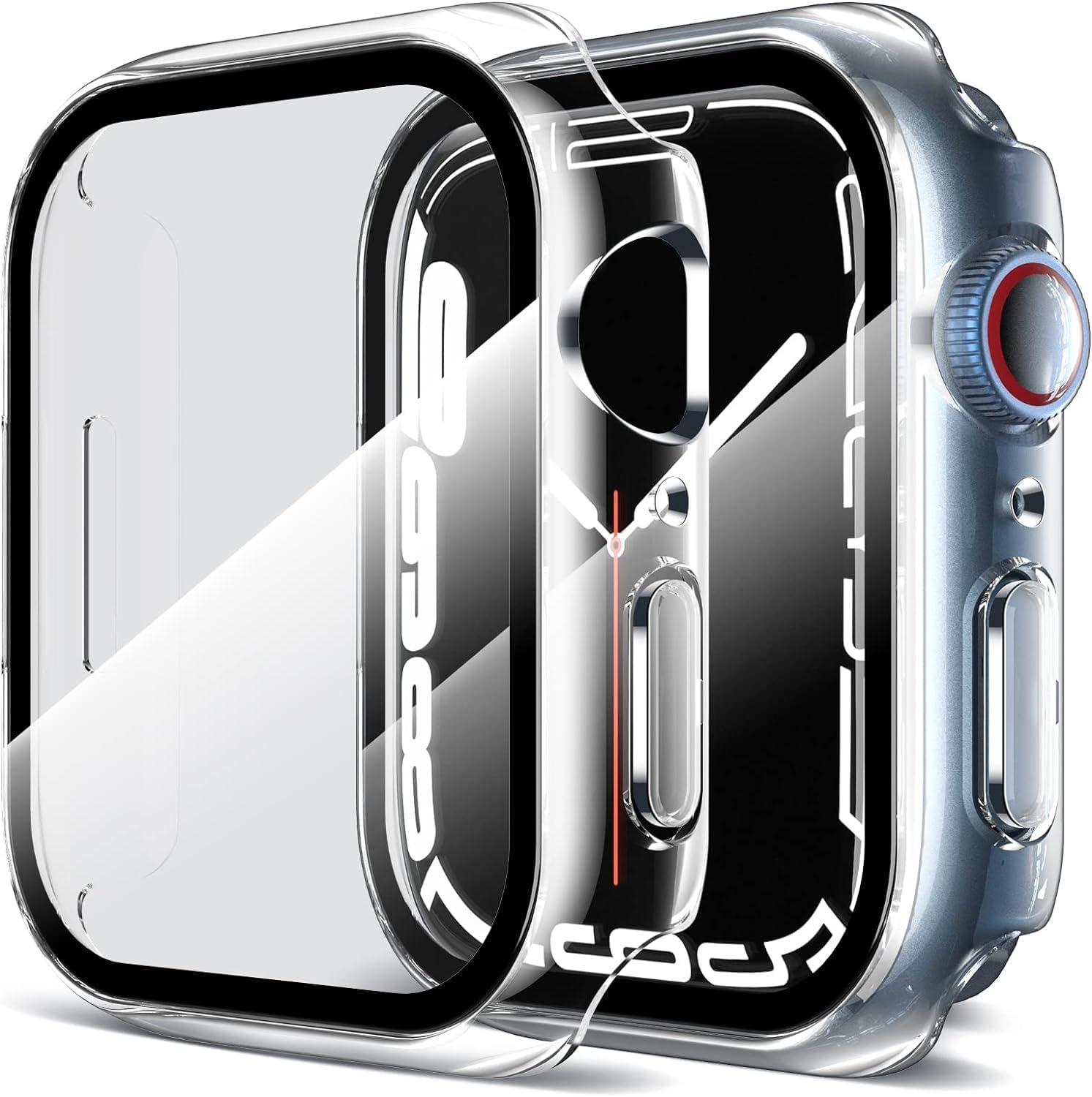 2 Pack Hard PC Case with Tempered Glass Screen Protector Compatible for Apple Watch Series 6 SE 40mm, Ultra-Thin Overall Protective Cover for Apple Watch 6 SE 40mm (Clear)